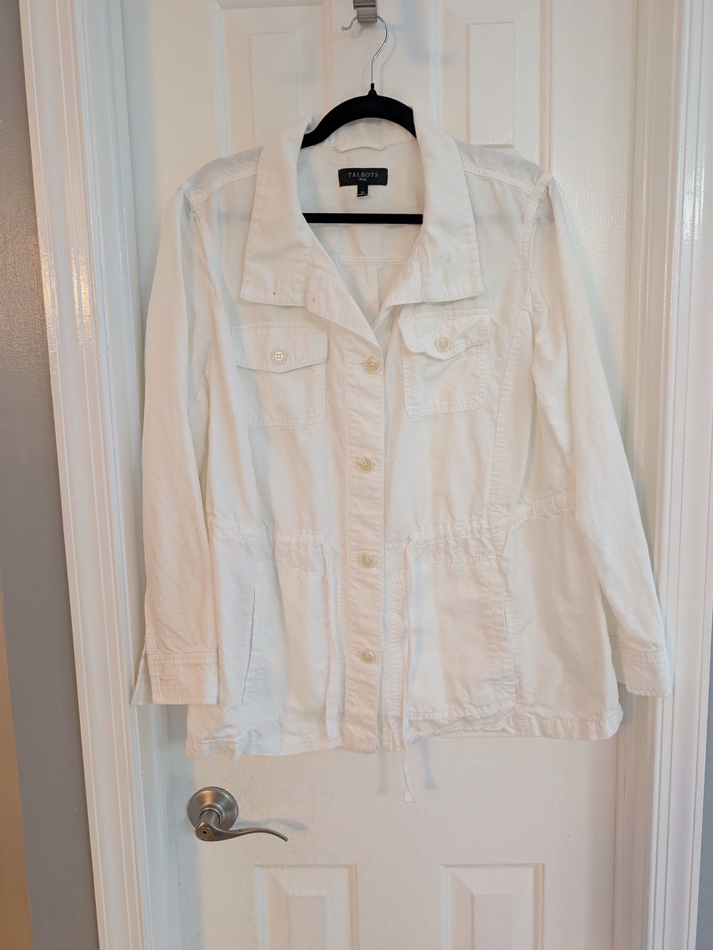 Talbots Plus White Utility Jacket With Drawstring Waist in Size 1X